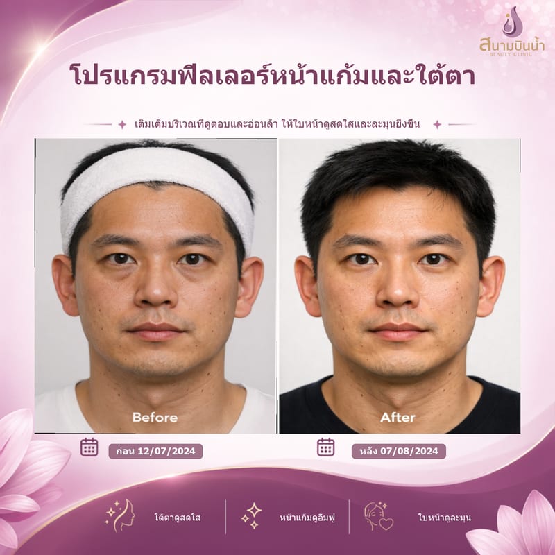ภาพก่อน–หลัง ฟิลเลอร์หน้าแก้มใต้ตา กรณีเฉพาะบุคคล