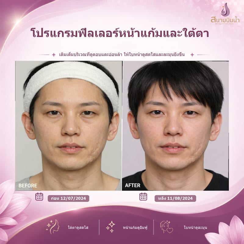 ภาพก่อน–หลัง ฟิลเลอร์หน้าแก้มใต้ตา กรณีเฉพาะบุคคล