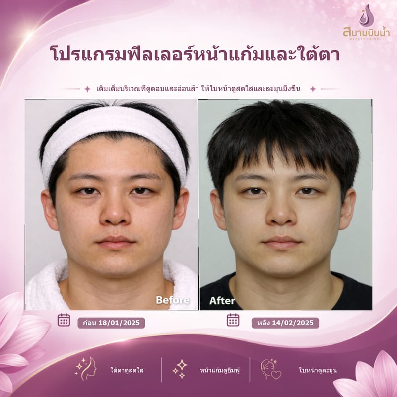 ภาพก่อน–หลัง ฟิลเลอร์หน้าแก้มใต้ตา กรณีเฉพาะบุคคล