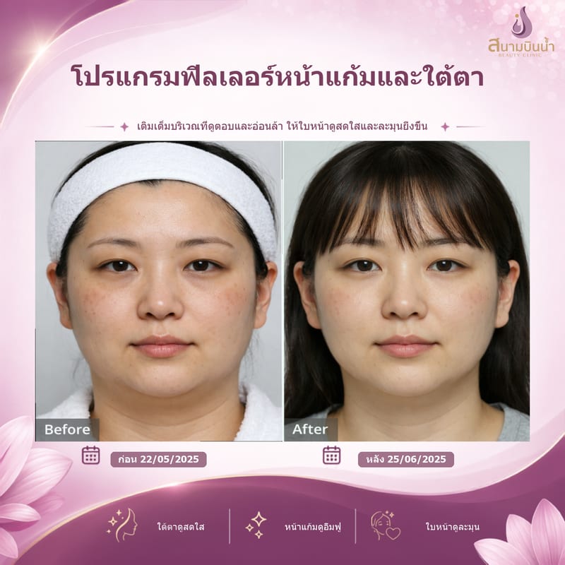 ภาพก่อน–หลัง ฟิลเลอร์หน้าแก้มใต้ตา กรณีเฉพาะบุคคล