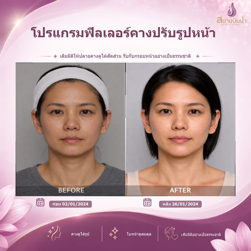 ภาพก่อน–หลัง ฟิลเลอร์คาง กรณีเฉพาะบุคคล