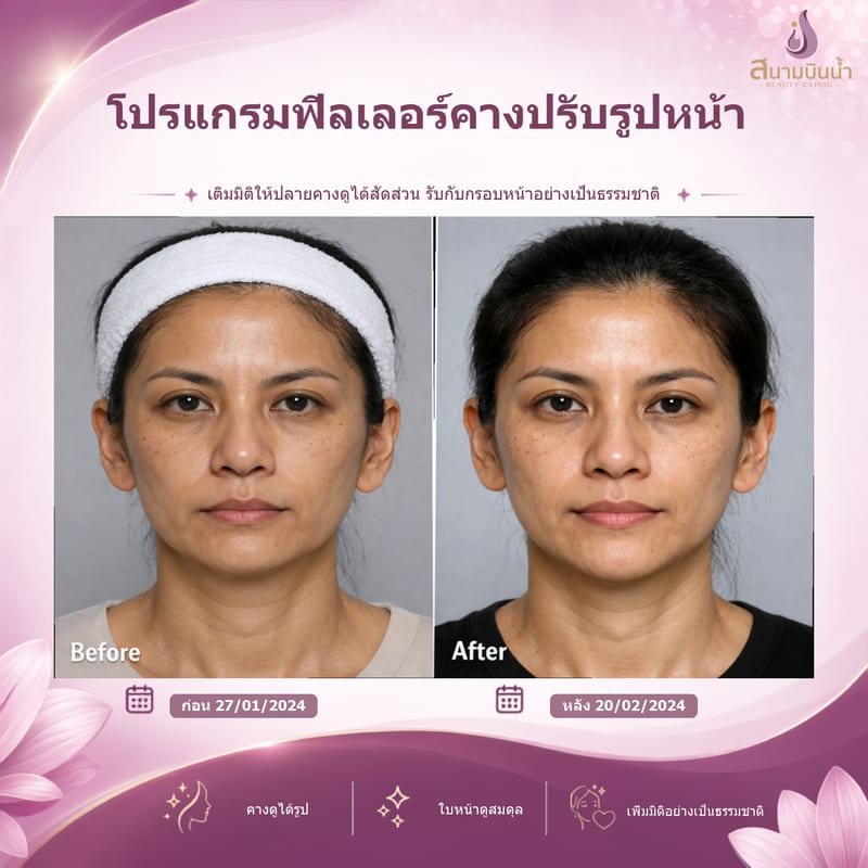 ภาพก่อน–หลัง ฟิลเลอร์คาง กรณีเฉพาะบุคคล