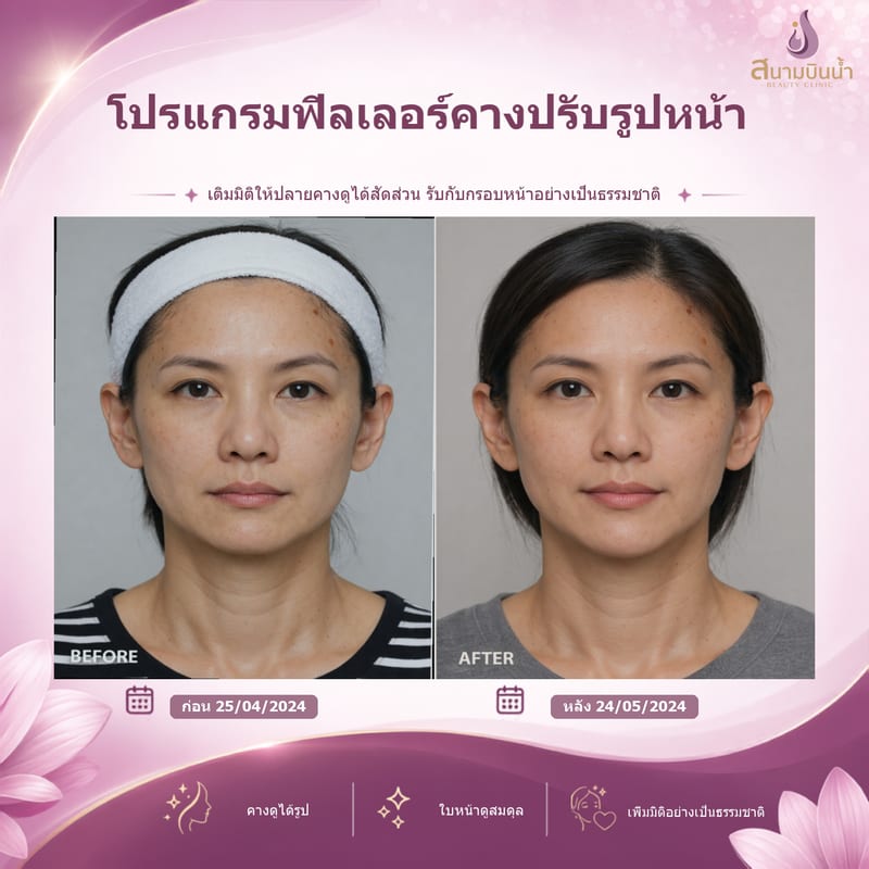 ภาพก่อน–หลัง ฟิลเลอร์คาง กรณีเฉพาะบุคคล