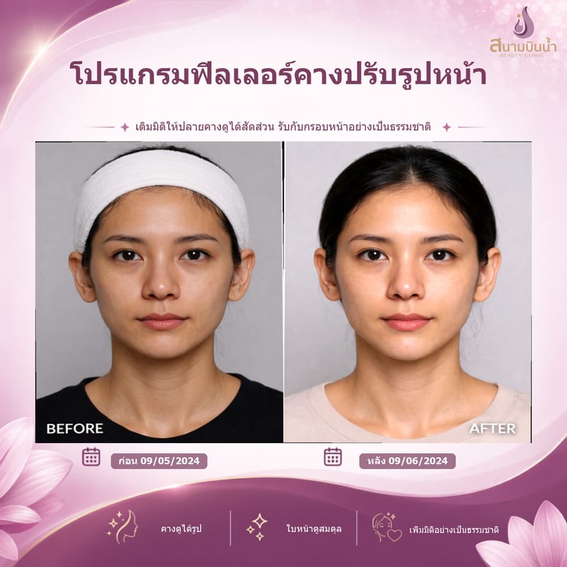 ภาพก่อน–หลัง ฟิลเลอร์คาง กรณีเฉพาะบุคคล
