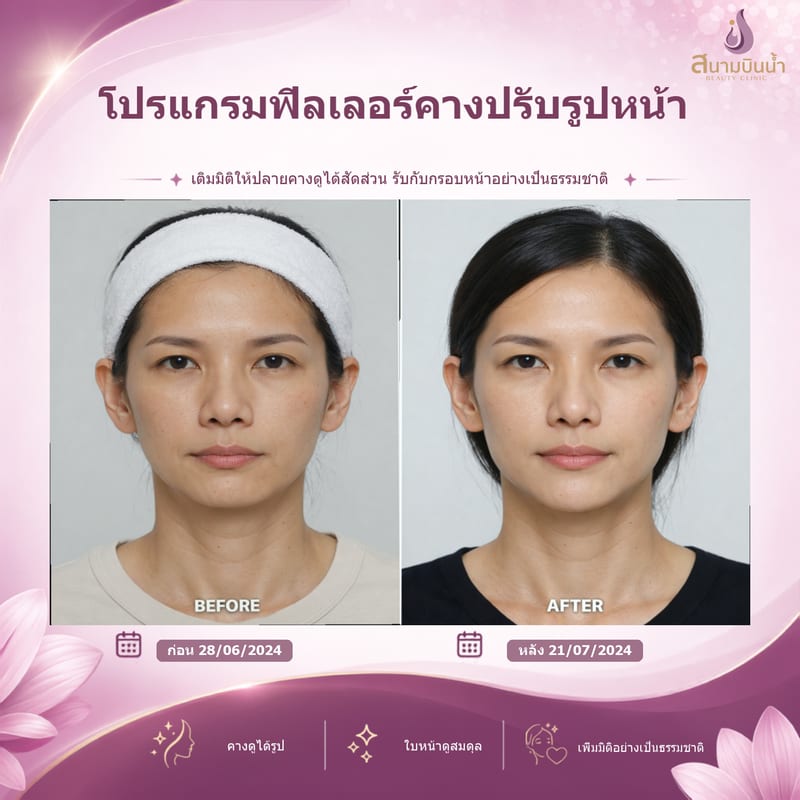 ภาพก่อน–หลัง ฟิลเลอร์คาง กรณีเฉพาะบุคคล