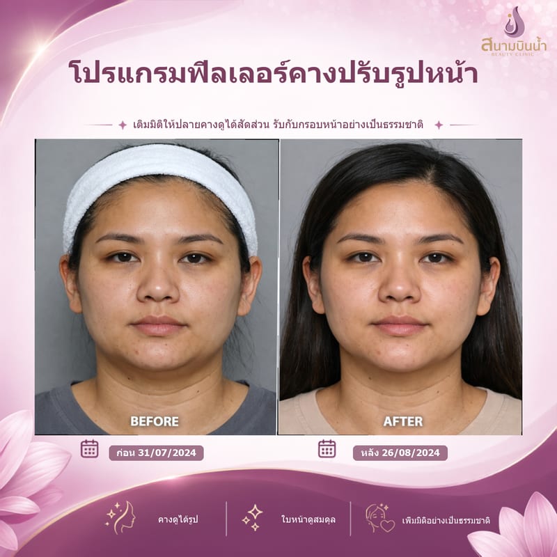 ภาพก่อน–หลัง ฟิลเลอร์คาง กรณีเฉพาะบุคคล