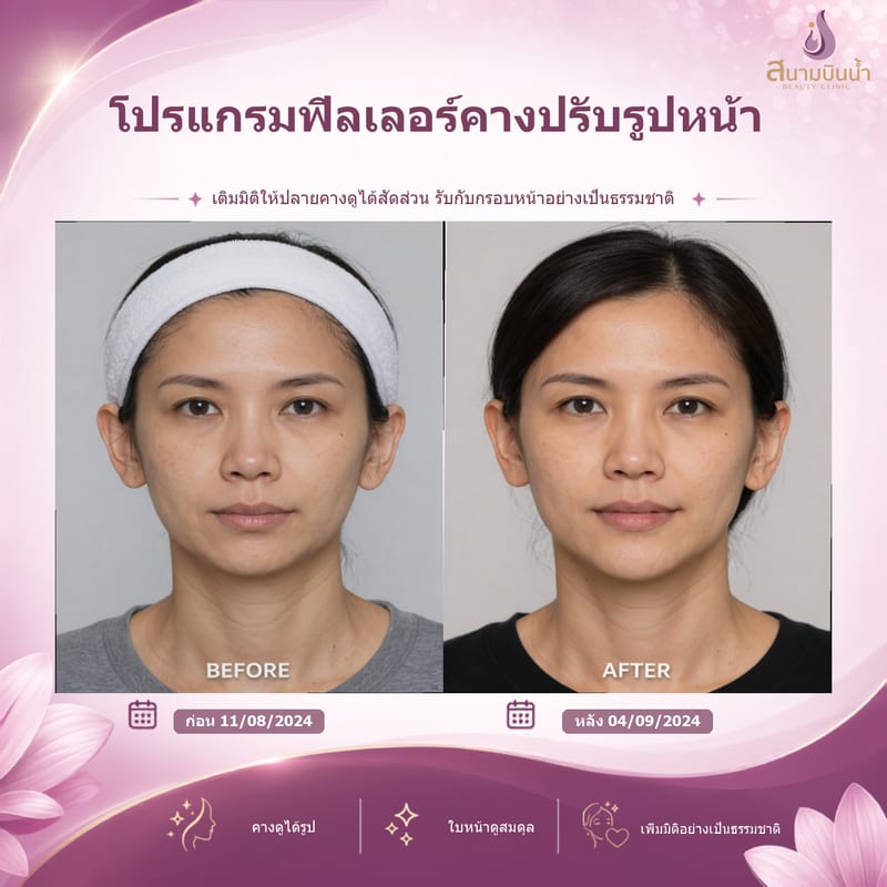 ภาพก่อน–หลัง ฟิลเลอร์คาง กรณีเฉพาะบุคคล