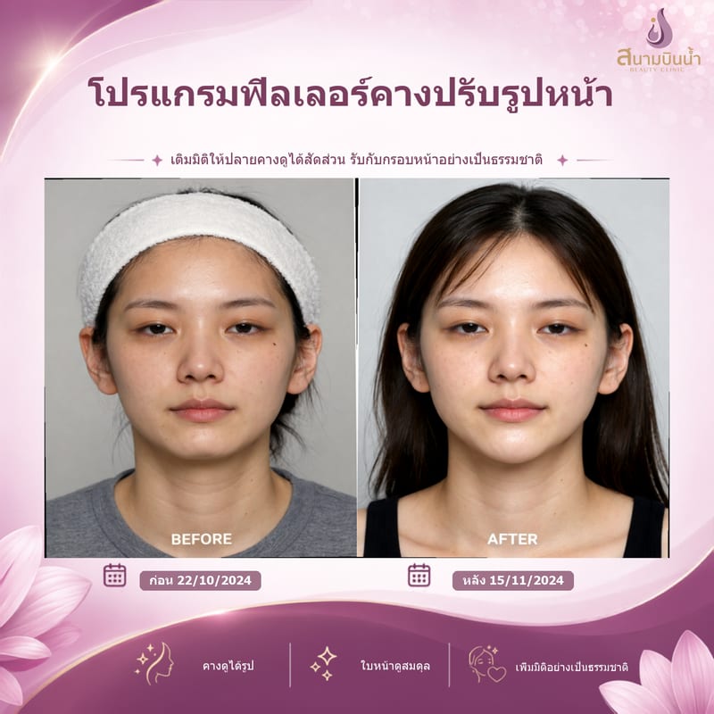 ภาพก่อน–หลัง ฟิลเลอร์คาง กรณีเฉพาะบุคคล