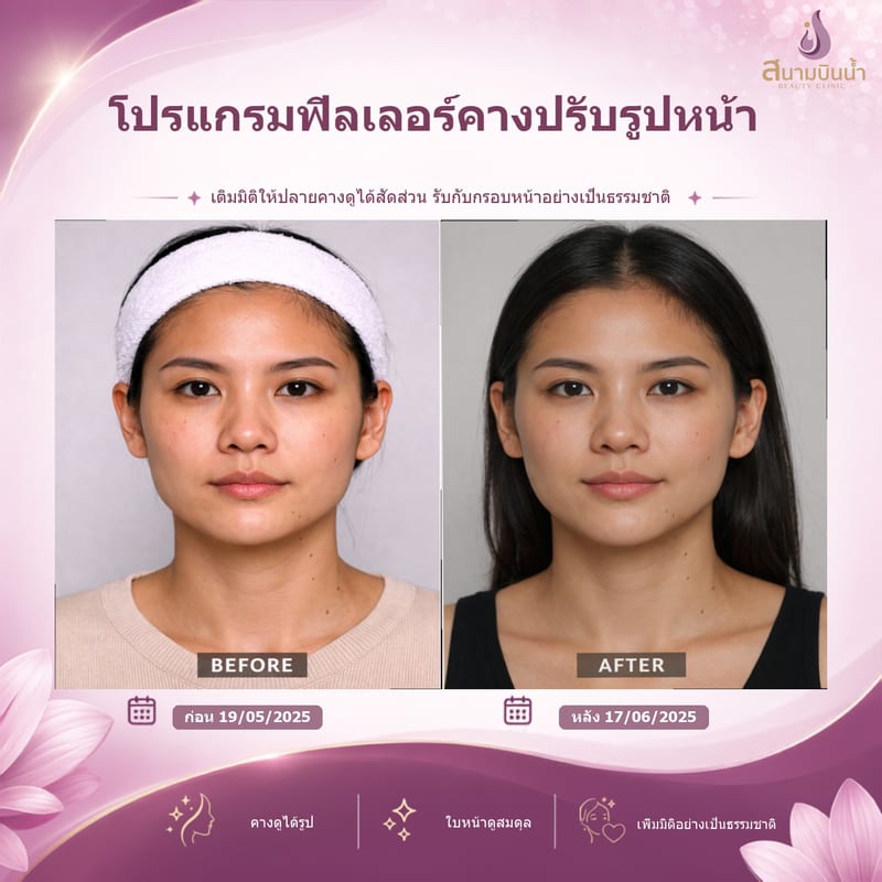 ภาพก่อน–หลัง ฟิลเลอร์คาง กรณีเฉพาะบุคคล