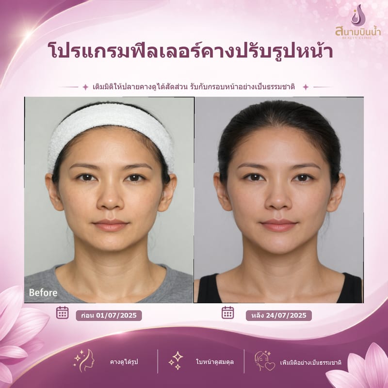 ภาพก่อน–หลัง ฟิลเลอร์คาง กรณีเฉพาะบุคคล