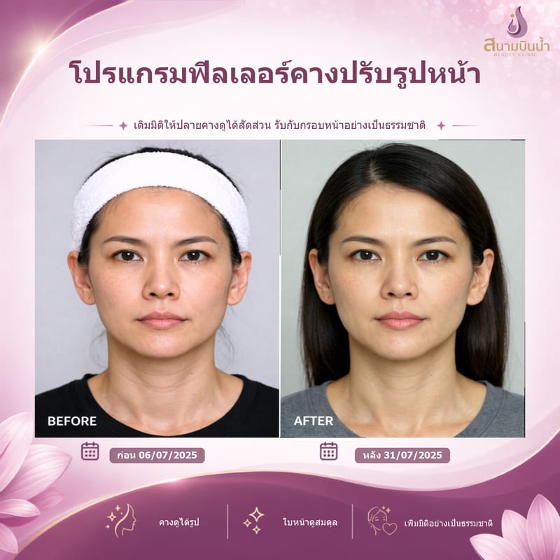 ภาพก่อน–หลัง ฟิลเลอร์คาง กรณีเฉพาะบุคคล
