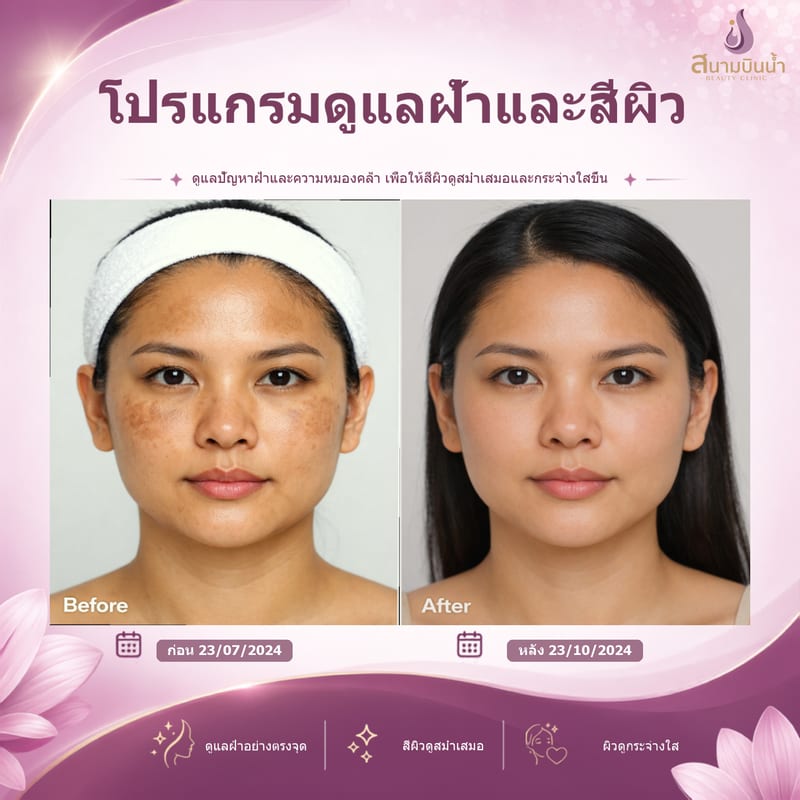 ภาพก่อน–หลัง รักษาฝ้า กรณีเฉพาะบุคคล