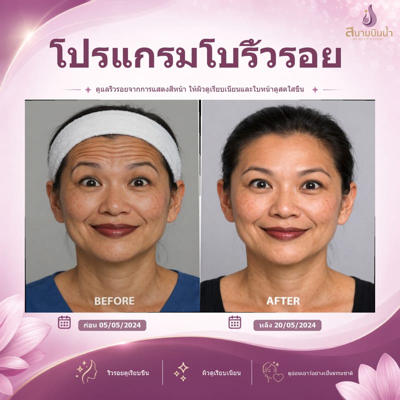 ภาพก่อน–หลัง โบท็อกซ์ริ้วรอย กรณีเฉพาะบุคคล