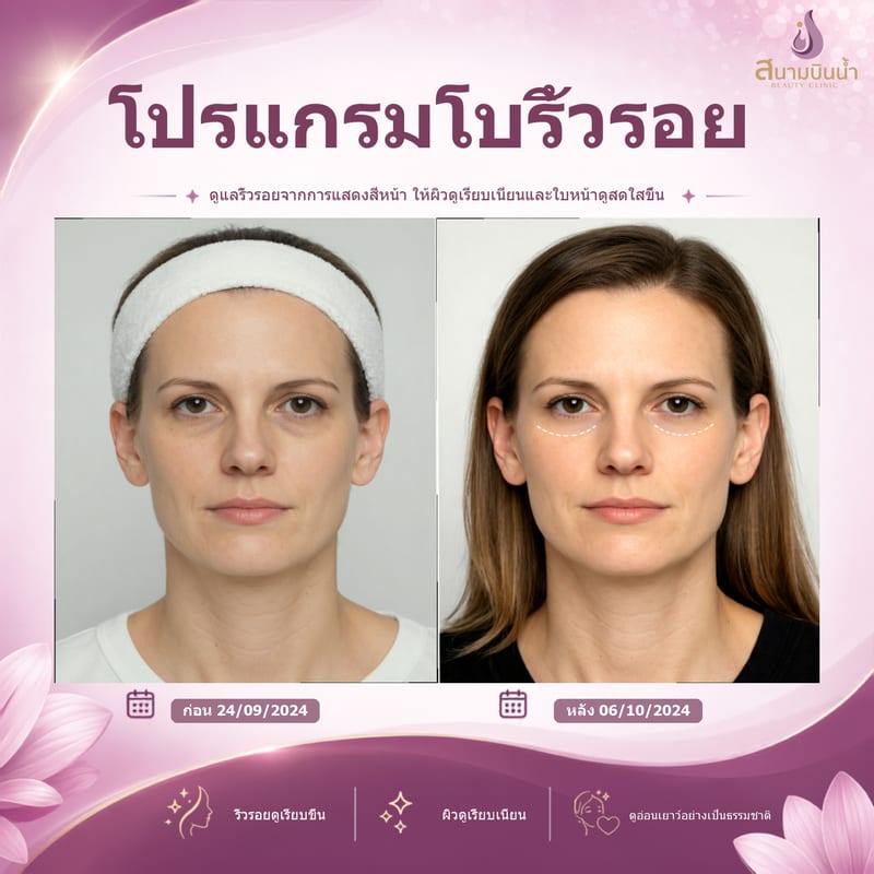 ภาพก่อน–หลัง โบท็อกซ์ริ้วรอย กรณีเฉพาะบุคคล