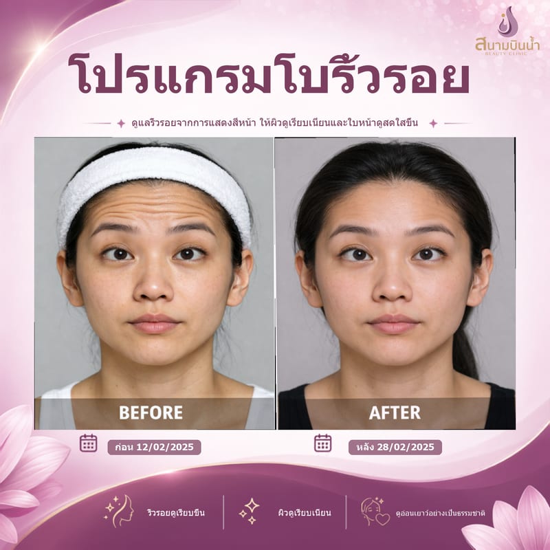 ภาพก่อน–หลัง โบท็อกซ์ริ้วรอย กรณีเฉพาะบุคคล