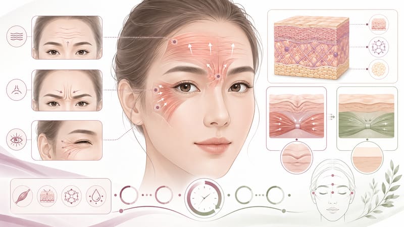 ภาพประกอบริ้วรอยหน้าผาก หางตา ระหว่างคิ้ว เกิดจากอะไร?